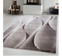 Carpetsale24 Tapis moderne à poils ras, tendance Beige Tapis 240x340 cm motif en bois ondulé 3D, tapis moelleux