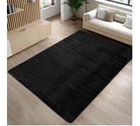 Carpetsale24 Tapis Noir 240x340 cm Lavable, Antidérapant et Doux, tapis uni Salon et Chambre