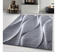 Carpetsale24 Tapis moderne à poils ras, tendance Gris Tapis 120x170 cm motif en bois ondulé 3D, tapis moelleux