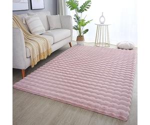 Carpetsale24 Tapis Poils Longs Salon Shaggy 3D Ethnique Boho Doux Moelleux Antidérapant Rectangulaire Chambre à Coucher Rose 200x290 cm