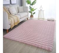 Carpetsale24 Tapis Poils Longs Shaggy Aspect 3D Ethnique Boho Look Doux, Moelleux, antidérapant, rectangulaire, Chambre à Coucher, Rose Tapis 120x170 cm