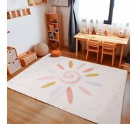 Carpetsale24 Tapis pour enfant - Motif soleil et étoiles - Pour chambre de bébé garçon et fille - Crème - Dimensions : 80 x 120 cm - Couleur : crème
