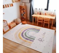 Carpetsale24 Tapis pour Enfants à Motif Arc-en-Ciel, Tapis Unisexe pour Chambre de bébé, Tapis Crème 160 x 230 cm