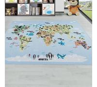 Carpetsale24 Tapis enfant tapis pour chambre de filles et de garçons bleu 140x200 cm tapis chambre enfant tapis chambre bébé