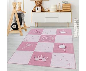 Carpetsale24 Tapis pour Enfants, Couleur Rose, Conception de Princesse, 105270, Tapis Rectangle, Tapis Chambre d'enfant Chambre bébé, 160 x 230 cm