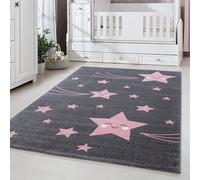 Carpetsale24 Tapis pour Enfants, Couleur Rose, Conception d'étoile, 112893, Tapis Rectangle, Tapis Chambre d'enfant Chambre bébé, 140 x 200 cm
