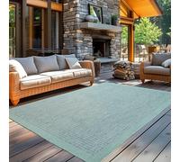 Carpetsale24 Tapis pour l'intérieur et l'extérieur - Résistant aux intempéries - 280 x 370 cm - Bleu uni - Lavable - Imperméable - Facile d'entretien et à tissage plat - Idéal pour balcon, jardin