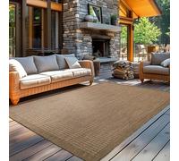 Carpetsale24 Tapis pour l'intérieur et l'extérieur - Résistant aux intempéries - 280 x 370 cm - Marron uni - Lavable, imperméable, facile d'entretien et tissé à plat - Idéal pour balcon, jardin