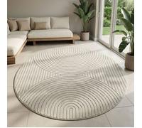 Carpetsale24 Tapis Rond 160 cm Crème Effet 3D Salon Chambre Extérieur Moderne Doux Terrasse Cuisine