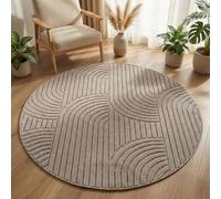 Carpetsale24 Tapis Rond 200 cm Beige Design Bohème Bou oucles Style Scandinave Moderne Doux Résistant Facile à Nettoyer Grand Tapis pour Salon Salle à Manger Chambre