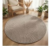 Carpetsale24 Tapis Rond 200 cm Beige Design Bohème Bouclé Style Scandinave Moderne Grand Tapis pour Salon Salle à Manger Chambre