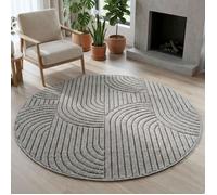Carpetsale24 Tapis Rond 200 cm Gris Design Bohème Bouclé Style Scandinave Moderne Grand Tapis pour Salon Salle à Manger Chambre