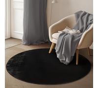 Carpetsale24 Tapis Rond Noir 80 cm Tapis à Poils Courts Lavable, Rond, Antidérapant et Doux, Design Monochrome Moderne pour Salon, Chambre, Cuisine et Chambre d'enfant