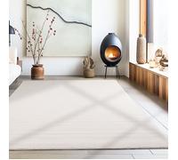 Carpetsale24 Tapis salon 120x170 cm Blanc Uni moderne et moelleux à poil court, avec sous-couche antidérapante, lavable