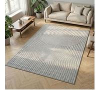 Carpetsale24 Tapis 140x200 cm Gris, Poils Courts Effet 3D Relief, Motif Bohème Scandinave, pour Salon, Chambre, Cuisine ou Terrasse