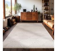 Carpetsale24 Tapis Salon Beige 160x230 cm Effet 3D Style Scandinave Motif Bohème Doux et Moelleux pour Chambre, Cuisine, Salle de Séjour