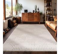 Carpetsale24 Tapis Salon Moderne Beige 120 x 170 cm Poils Courts, Effet 3D Style Scandinave, Conception Géométrique Doux et Moelleux - Chambre, Cuisine, Salle de Séjour