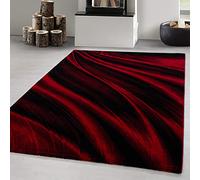 Carpetsale24 tapis Salon Moderne et Chambre Rouge 120 x 170 cm - Tapis à Poils Courts, Conception de Vagues Abstraites - Cuisine et Salle de Sejour