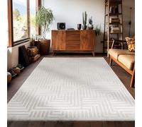 Carpetsale24 Tapis de salon 140x200 cm Blanc uni tapis poil ras moderne et doux tapis décoratif pour chambre et salle à manger