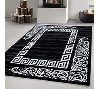 Carpetsale24 tapis Salon Moderne et Cuisine Moquette Noir-3 160x230 cm - Tapis à Poils Courts, Conception de Méandre Doux et Moelleux