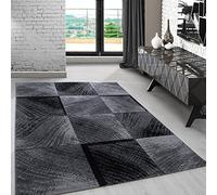 Carpetsale24 Tapis Salon Moderne Tapis Chambre Noir-2 120 x 170 cm - Tapis à Poils Courts, a Poil Ras, Conception de carrés Doux et Moelleux - Tapis Cuisine Moquette Salle de Sejour