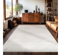 Carpetsale24 Tapis de salon bohème design 200x290 cm Blanc uni moderne à poils courts Tapis moelleux pour chambre
