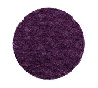 Carpetsale24 Tapis Shaggy unicolore Violet Tapis 200 cm Rond Tapis Salon Chambre Doux à Poils Longs