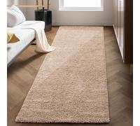 Carpettex Moderne Tapis Salon Tapis Chambre Adulte Beige 80 x 250 cm - Tapis Poil Long Shaggy Salle de Séjour Concevoir Unicolore Tapis Doux et Moelleux - Tapis Cuisine Moquette Coureur