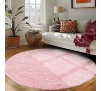 Carpettex Moderne Tapis Salon Tapis Chambre Adulte Rose-1 200 cm Rond - Tapis Poil Long Shaggy Salle de Séjour Concevoir Unicolore Tapis Doux et Moelleux - Tapis Cuisine Moquette Salon