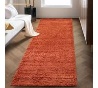 Carpettex Moderne Tapis Salon Tapis Chambre Adulte Terre Cuite 80 x 250 cm - Tapis Poil Long Shaggy Salle de Séjour Concevoir Unicolore Tapis Doux et Moelleux - Tapis Cuisine Moquette Coureur