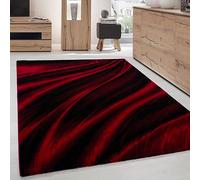 Carpettex Moderne Tapis Salon Tapis Chambre Rouge 240 x 340 cm - Tapis à Poils Courts, a Poil Ras, Conception de Vagues abstraites Doux et Moelleux - Tapis Cuisine Moquette Salle de Sejour
