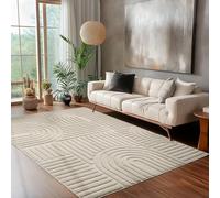 Carpettex Salon et Chambre Tapis Beige 160x230 cm - Style Scandinave Poils Courts, Conception Bohème Doux et Moelleux
