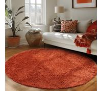 Carpettex Shaggy Tapis Salon Shaggy Tapis Salon Hauteur 3 cm Couleur Unie Terre Cuite 120 x 120 cm Rond
