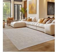 Carpettex Tapis 200x290 cm Crème Design Vintage Bou oucles Style Scandinave Moderne Doux Résistant Facile à Nettoyer Grand Tapis pour Salon Salle à Manger Chambre