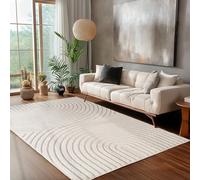 Carpettex Tapis 240x340 cm Crème Poils Longs Shaggy Boho Relief 3D XL