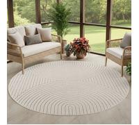 Carpettex Tapis à Poils Courts Rond 160 cm Tapis Skandi Boho pour Salon et Chambre, Terrasse Balcon Intérieur balcon