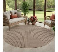 Carpettex Tapis à Poils Courts Rond 200 cm Beige, 3D Relief, Tapis Boho Scandinave pour Salon et Salle à Manger, Balcon