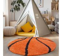 Carpettex Tapis à Poils Longs en Forme de Basket-Ball pour Chambre d'enfant, Moelleux et Super Doux., Couleur: Orange, Taille: 100 cm Rond