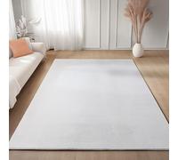 Carpettex Tapis Blanc 240x340 cm Lavable Tapis à Poils Courts, Doucement Antidérapant et Design Moderne Monochrome pour Chambre, Salon, Cuisine et Chambre d'enfant