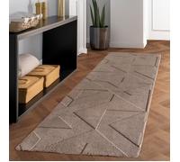 Carpettex Tapis boho avec design géométrique, Beige 80x150 cm, Tapis lavable avec effet 3D pour salon et chambre à coucher