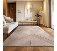 Carpettex Tapis Boho Géométrique Beige 120x170 cm, Doux et Facile à Nettoyer, Lavable, Effet 3D pour Salon et Chambre