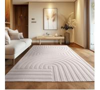 Carpettex Tapis boho scandinave Crème uni 240x340 cm, Tapis pour le salon et la chambre à coucher, Tapis lavable grande taille