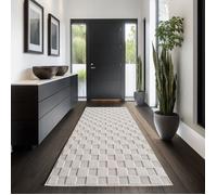 Carpettex Tapis Couloir 80x150 cm Crème Design à Carreaux Scandinave Doux Résistant Facile à Nettoyer Tapis Entrée Chambre.