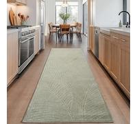 Carpettex Tapis Couloir 80x150 cm Vert, Poils Courts Effet 3D Relief, Style Bohème Scandinave, pour Salon, Chambre ou Extérieur