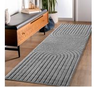 Carpettex Tapis Coureur 80x150 cm Gris à Poils Longs Design Scandi Boho Effet Relief DModerne pour Chambre, Couloir