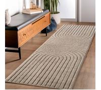 Carpettex Tapis Coureur 80x250 cm Beige à Poils Longs Design Scandi Boho Effet Relief DModerne pour Chambre, Couloir