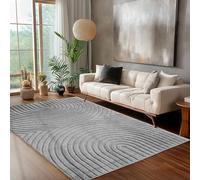Carpettex Tapis de Salon 160x230 cm Gris à Poils Longs Design Scandi Boho Effet Relief Shaggy Doux Moelleux Robuste Facile à Nettoyer Moderne pour Table Basse