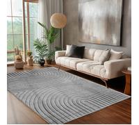 Carpettex Tapis de Salon 200x290 cm Gris à Poils Longs Design Scandi Boho Effet Relief Shaggy Doux Moelleux Robuste Facile à Nettoyer Moderne pour Salle à Manger
