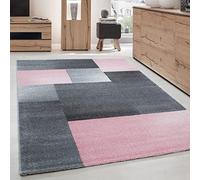 Tapis de salon chambre coucher salle manger poil court design moderne Rose 200 x 290 cm