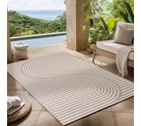 Carpettex Tapis d'extérieur Beige 140x200 cm, idéal pour la Cuisine, Le Balcon, la terrasse, Ainsi Que Le Salon et la Salle à Manger, Design bohème scandinave